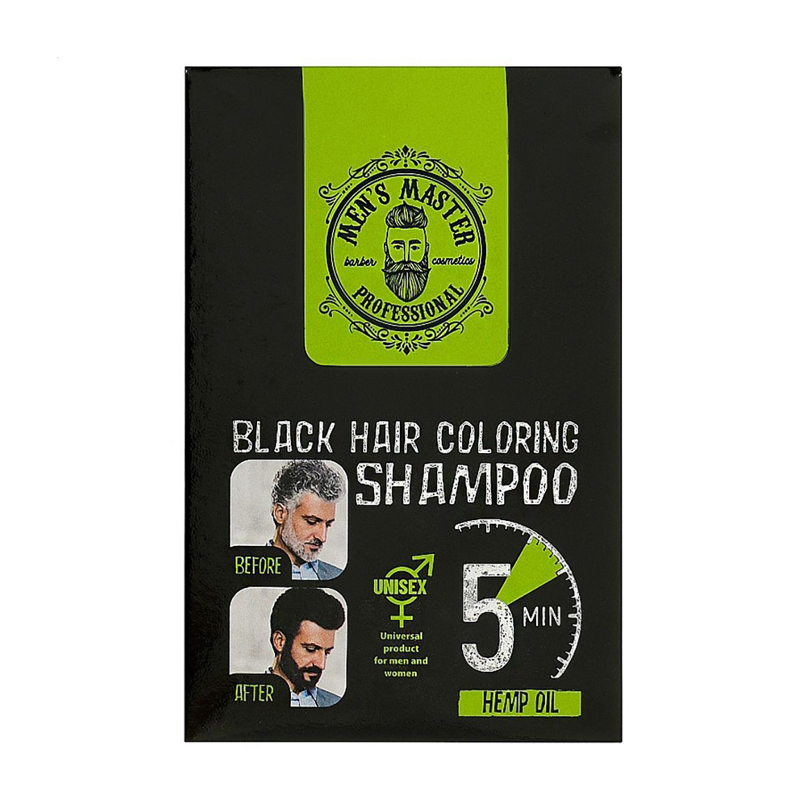 Фарбувальний шампунь для волосся Men's Master Black Hair Coloring Shampoo, 25 мл (саше)