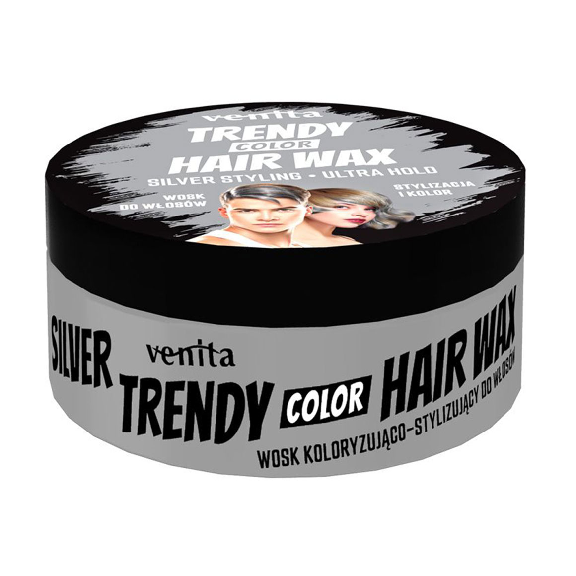 Фарбувальний віск для стилізації волосся Venita Trendy Color Hair Wax, Silver, 75 г